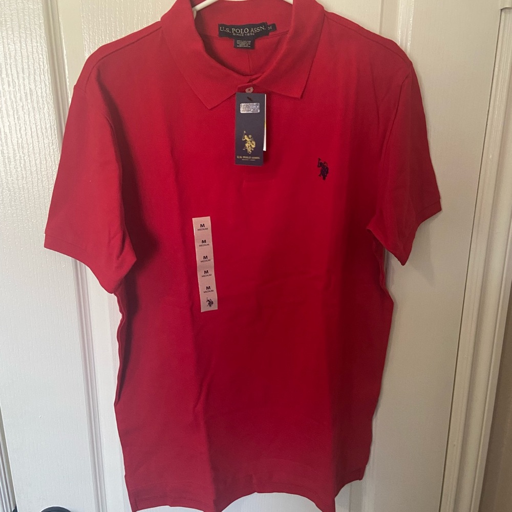 Red polo shirt